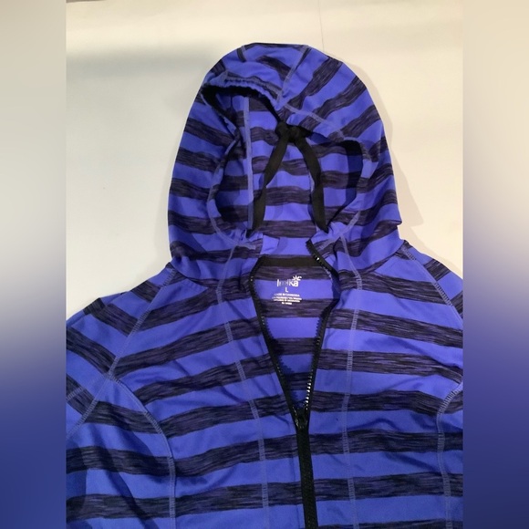 Lukka Blue and Black Striped Women's Hoodie Sweater - Picture 4 of 8